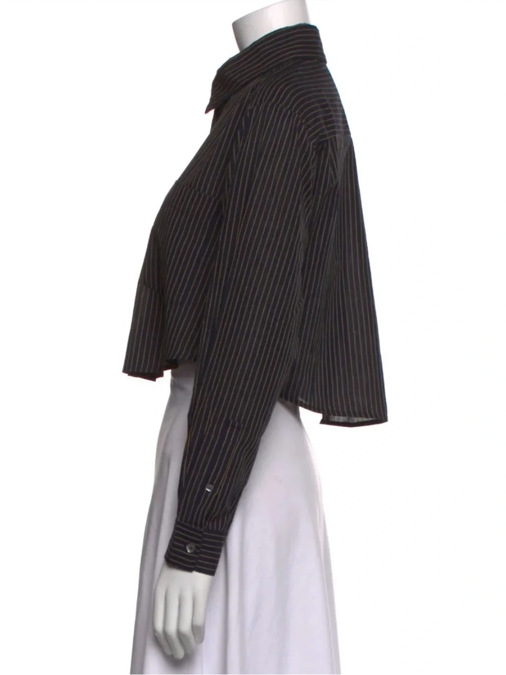 Isabel Marant etoile Black Pinstripe Cropped Button-Up Shirt - Women